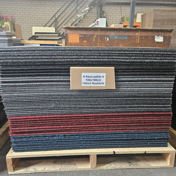 A - keus mix pallet Naaldvilt 100x100cm - 100 m2 - Van Heugten Tapijttegels B.V.